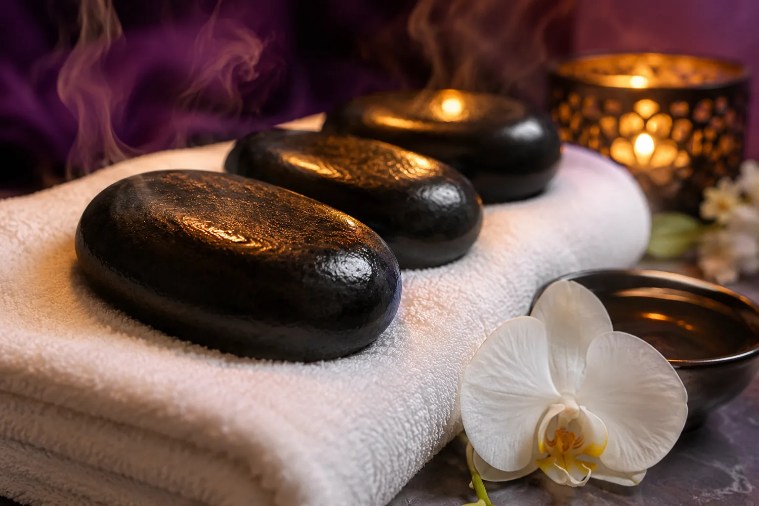 Sıcak taş masajı uygulaması — Lila Spa, Gaziosmanpaşa misafirlerine hizmet veren salon